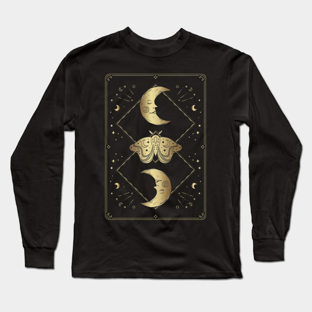 Moon Moth Design Long Sleeve T-Shirt by Moon Phase Design